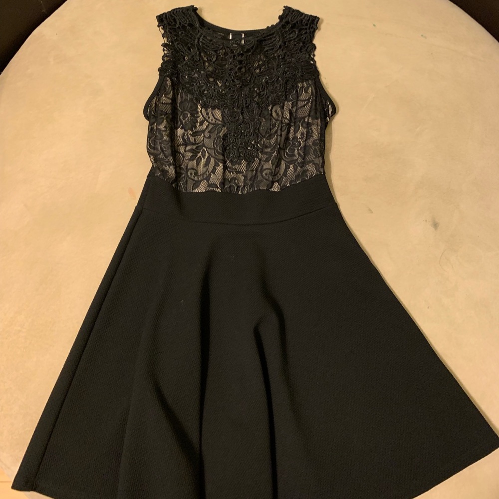 Black dress with lace top